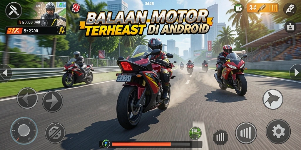 Gameplay 3446 yang mendebarkan dalam balapan motor.