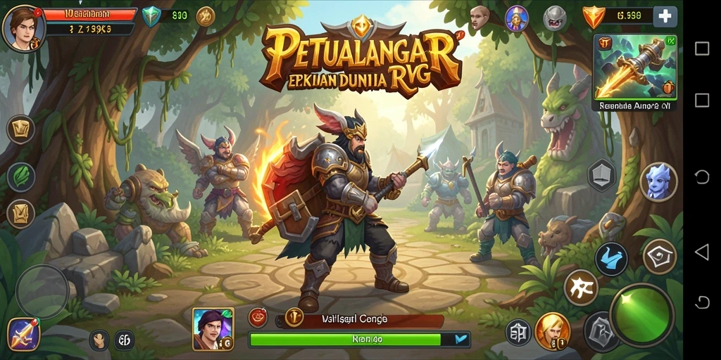 Screenshot utama 8II menunjukkan aksi seru dalam pertarungan RPG.