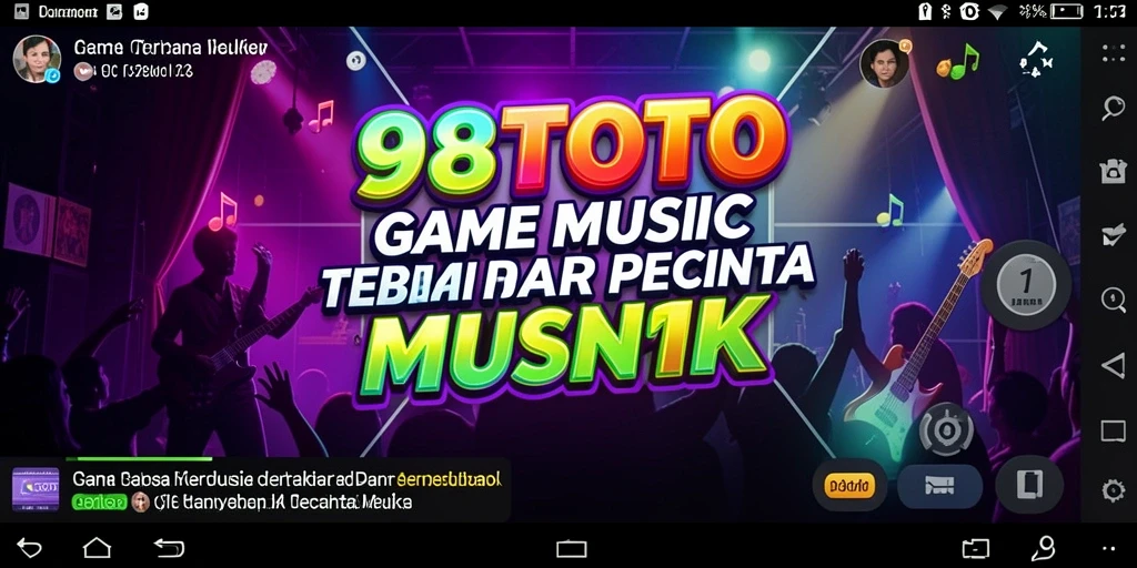 Tangkapan layar utama 98TOTO menampilkan gameplay menarik dengan berbagai lagu.