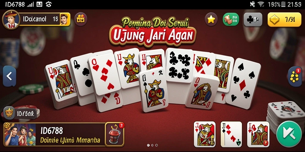 Screenshot utama ID6788 menampilkan serunya bermain Domino dengan teman.