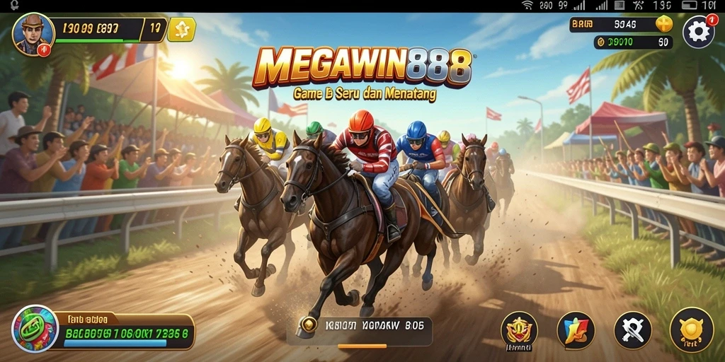 Tampilan gameplay balap yang menegangkan di MEGAWIN888.