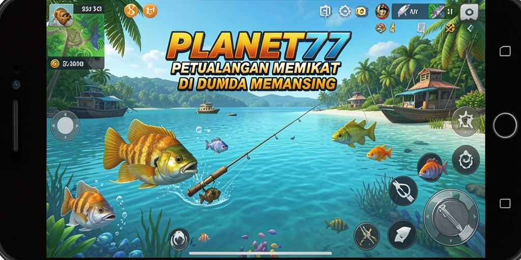 Tampilan mengejar ikan yang seru dalam PLANET77.