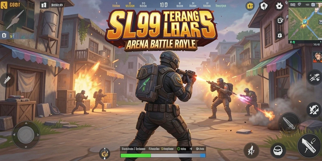 Screenshot gameplay SL999 yang menampilkan aksi Battle Royale yang mendebarkan.